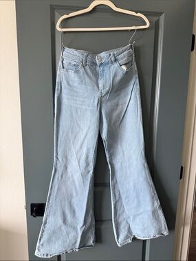 Pilcro Petite Light Blue High-Rise Flare Jeans